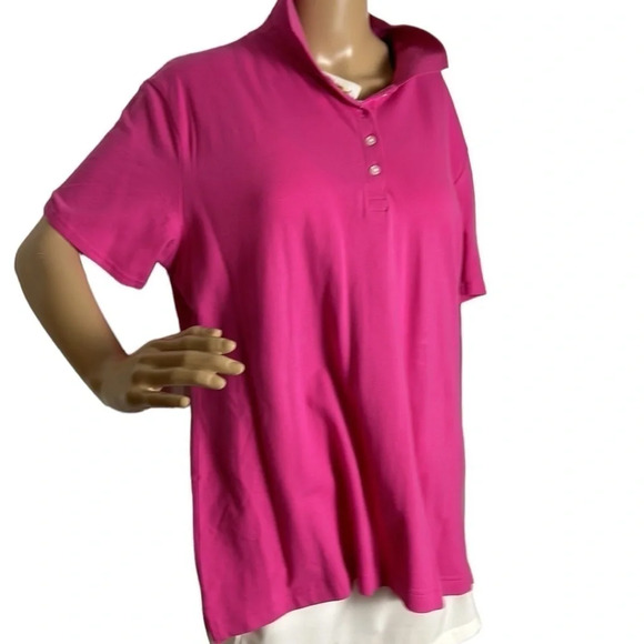 SALE ! Y2K NWT pink polo shirt.flattering ,stretchy,comfy,casual,golf shirt - Picture 6 of 16